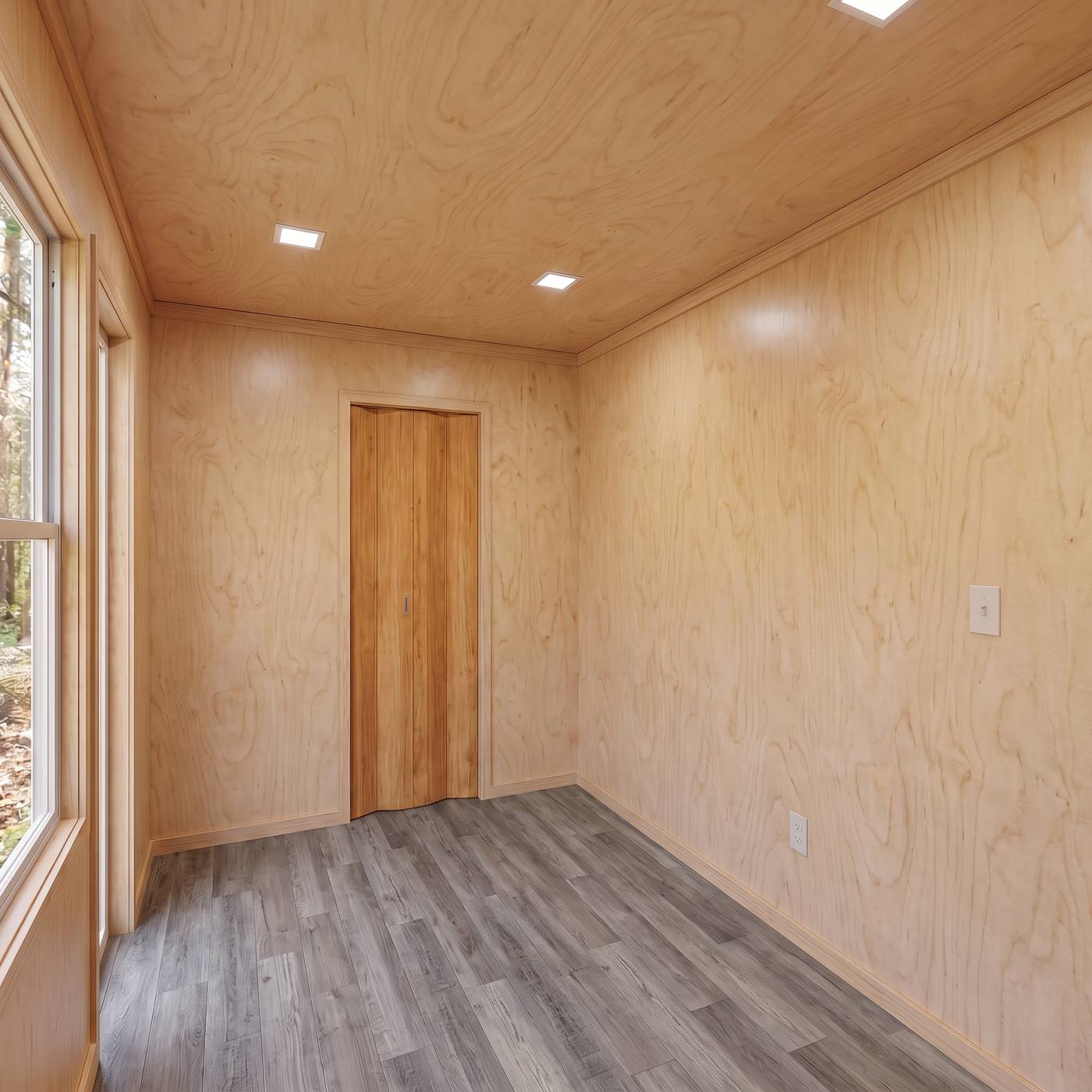 Sport 320 sleeping area behind the partition wall